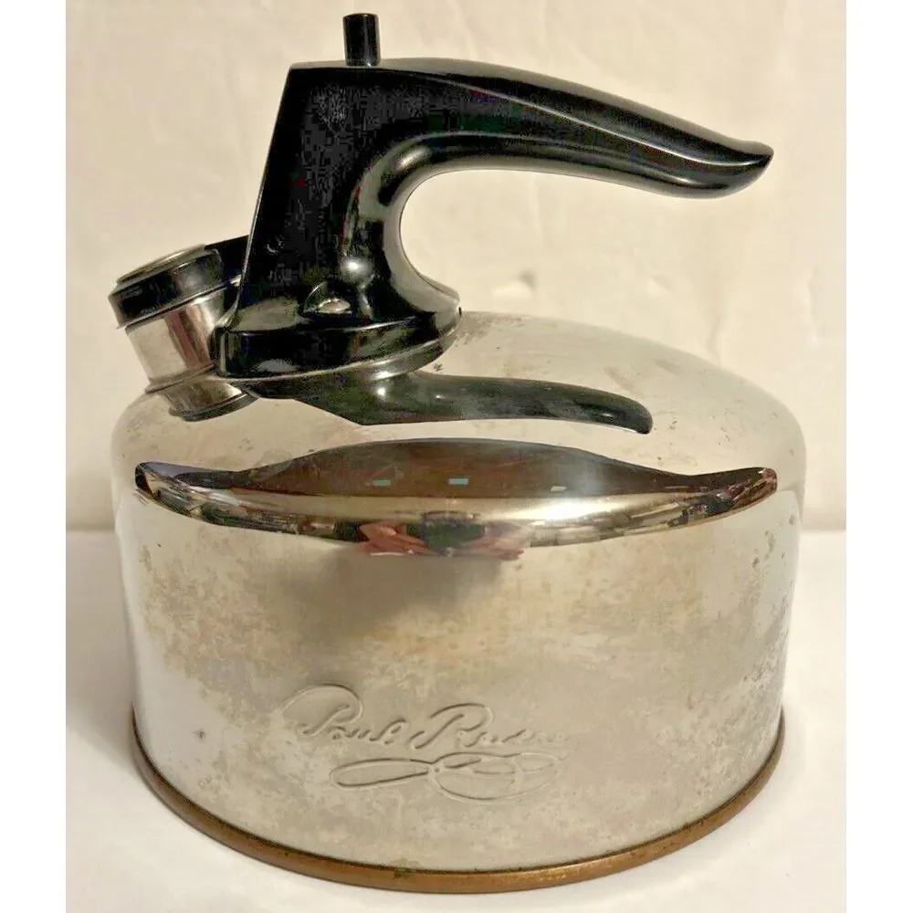 Revere Ware Whistling Tea Kettle Pot Copper Bottom 1 QT Quart CU03 A